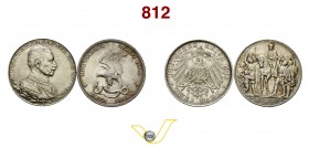 GERMANIA - Prussia - GUGLIELMO II (1888-1918) 2 Marchi 1913 Kr. 532 e 2 Marchi 1913 Kr. 533 Ag (2 es.) q.FDC