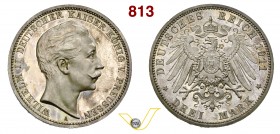 GERMANIA - Prussia - GUGLIELMO II (1888-1918) 3 Marchi 1911 A. Ag FDC/proof