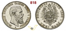 GERMANIA - Prussia - FEDERICO III (1888) 2 Marchi 1888 A. J. 98 Ag SPL÷FDC