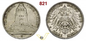GERMANIA - Sassonia - FEDERICO AUGUSTO III (1904-1918) 3 Marchi 1913 "100 anni dalla battaglia di Lipsia". Kr. 1275 Ag q.FDC/FDC