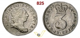 GRAN BRETAGNA - GIORGIO III (1760-1820) 3 Pence 1762. Ag SPL