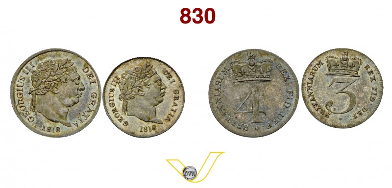 GRAN BRETAGNA - GIORGIO III (1760-1820) Maundy set 1818 composto da 4 valori (Gr...