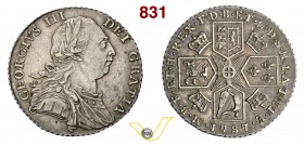 GRAN BRETAGNA - GIORGIO III (1760-1820) Scellino 1787. S. 3744 Ag • Bella patina SPL