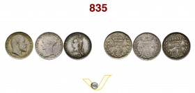 GRAN BRETAGNA - VITTORIA (1837-1901) 3 Pence 1877, 3 Pence 1887 e 3 Pence 1902 Edoardo VII. Ag (3 es.) SPL÷FDC