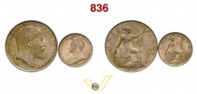 GRAN BRETAGNA - VITTORIA (1837-1901) Farthing 1897 e Penny 1906 Edoardo VII. Cu (2 es.) FDC e SPL