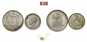 GUATEMALA - Real 1897 Kr. 166 e 1/2 Real 1868 Kr. 143. Ag (2 es.) SPL÷FDC