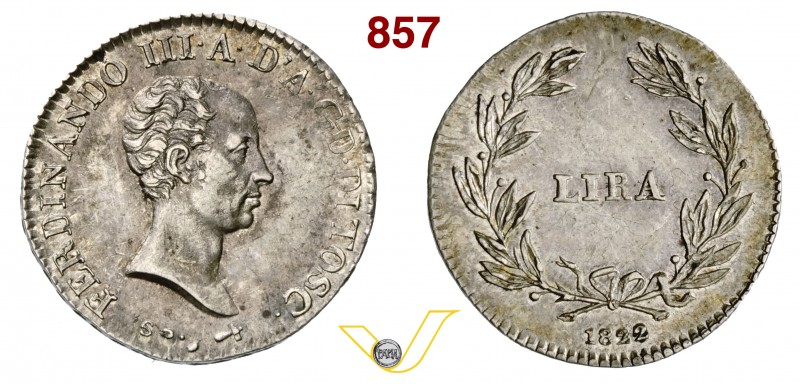 ITALIA - Firenze - FERDINANDO III DI LORENA (1791-1801 e 1814-1824) Lira 1822. P...