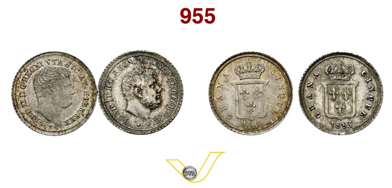 ITALIA - Napoli - FERDINANDO II (1830-1859) 5 Grana 1844 e 1853. Ag (2 es.) SPL