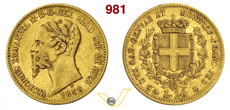 ITALIA - Savoia - VITTORIO EMANUELE II, Re di Sardegna (1849-1861) 20 Lire 1858 ...