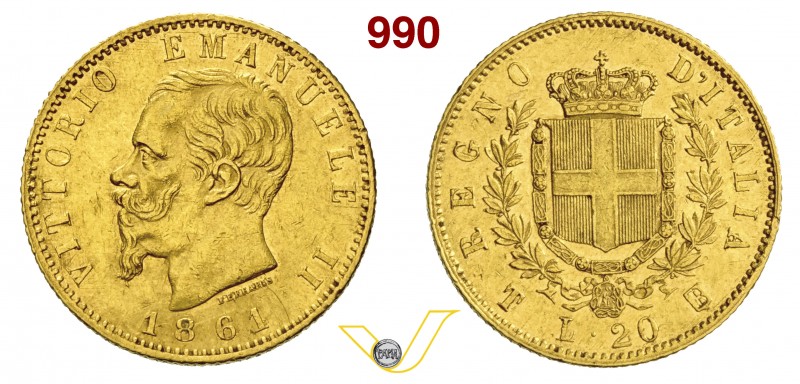 ITALIA - Savoia - VITTORIO EMANUELE II (1861-1878) 20 Lire 1861 Torino. MIR 1078...