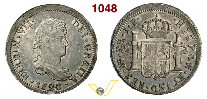 PERU' - FERDINANDO VII (1808-1833) 2 Reales 1820, Lima. Cal. 908 Ag SPL