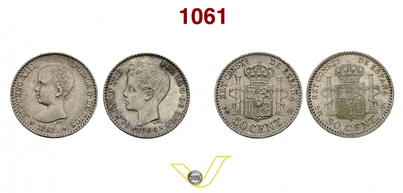 SPAGNA - ALFONSO XIII (1885-1931) 50 Cent. 1892 e 1900. Ag (2 es.) SPL e SPL÷FDC...