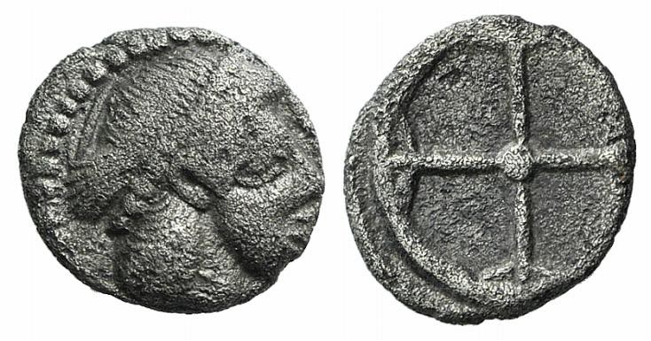 Sicily, Syracuse. Hieron I (478-466 BC). AR Obol (7.5mm, 0.52g), c. 475-470. Dia...