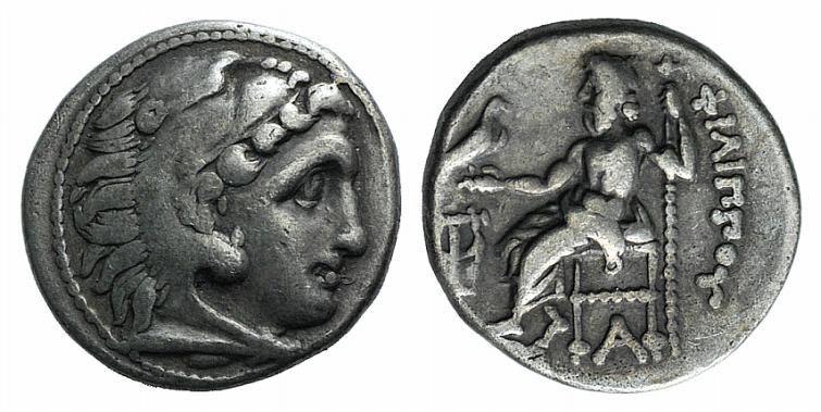 Kings of Macedon, Philip III Arrhidaios (323-317 BC). AR Drachm (17mm, 4.19g, 12...