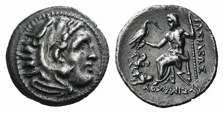Kings of Thrace, Lysimachos (305-281 BC). AR Drachm (18mm, 4.16g, 6h). Lampsakos...