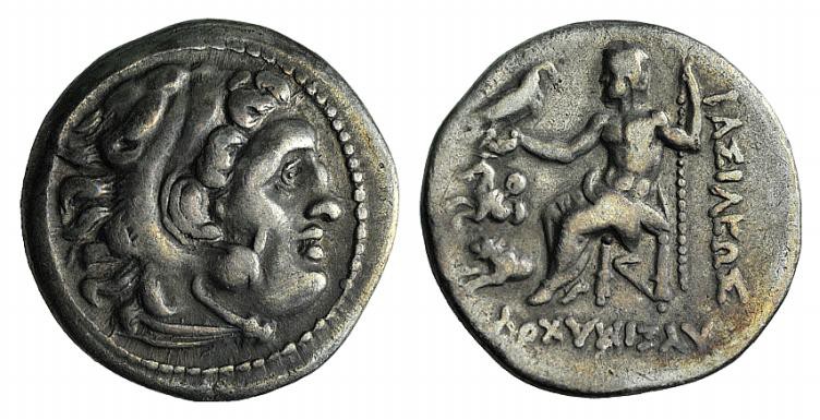 Kings of Thrace, Lysimachos (305-281 BC). AR Drachm (18mm, 4.11g, 3h). Lampsakos...