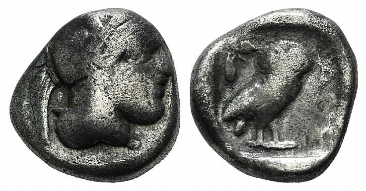 Attica, Athens, c. 454-404 BC. AR Drachm (13mm, 3.95g, 11h). Helmeted head of At...