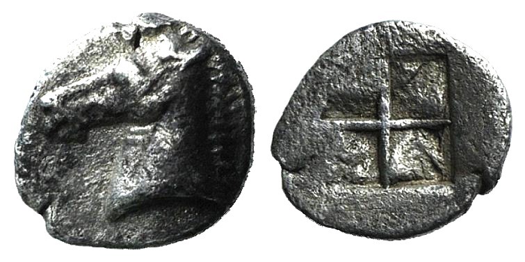 Asia Minor, Uncertain, 5th century BC. AR Tetartemorion (6mm, 0.22g). Horse’s he...