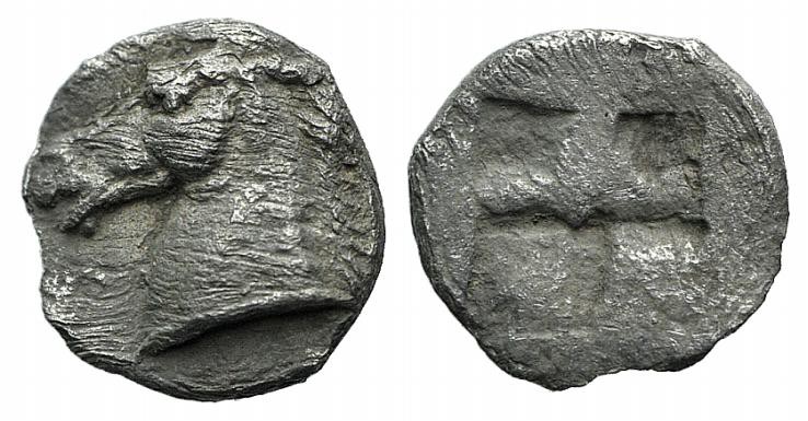 Asia Minor, Uncertain, 5th century BC. AR Tetartemorion (7mm, 0.19g). Horse’s he...
