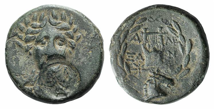 Troas, Alexandreia, c. 164-135 BC. Æ (18mm, 5.18g, 12h). Laureate head of Apollo...