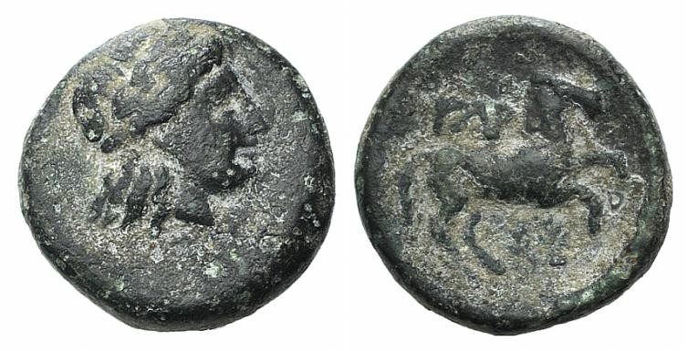 Troas, Gargara, 4th century BC. Æ (12mm, 2.02g, 12h). Laureate head of Apollo r....