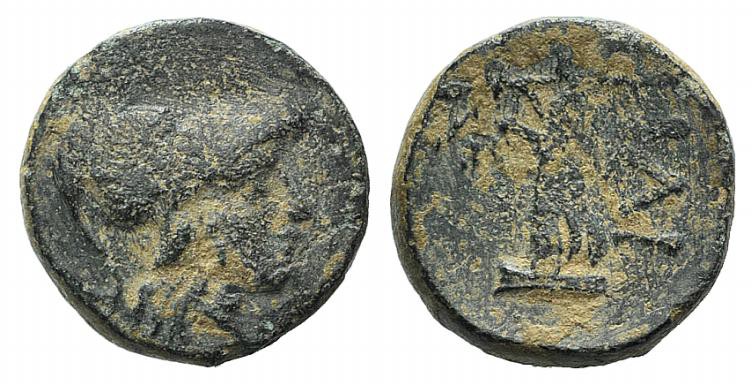 Troas, Ilion, c. 159-119 BC. Æ (12mm, 2.55g, 1h). Helmeted head of Athena r. R/ ...