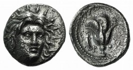 Islands of Caria, Rhodos. Rhodes, c. 250-229 BC. AR Didrachm (20mm, 6.50g, 12h). Mnasimachos, magistrate. Radiate head of Helios facing slightly r. R/...