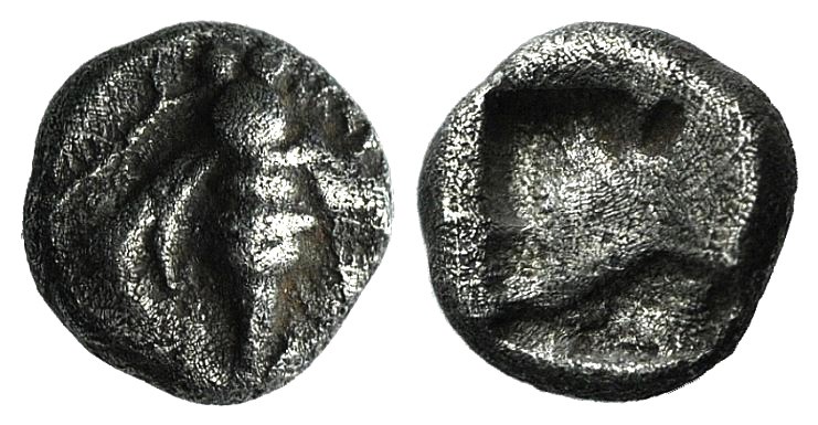 Ionia, Ephesos, c. 550-500 BC. AR Hemiobol (4mm, 0.27g). Bee. R/ Quadripartite i...