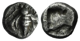 Ionia, Ephesos, c. 550-500 BC. AR Hemiobol (4mm, 0.27g). Bee. R/ Quadripartite incuse square. Rosen 572. VF