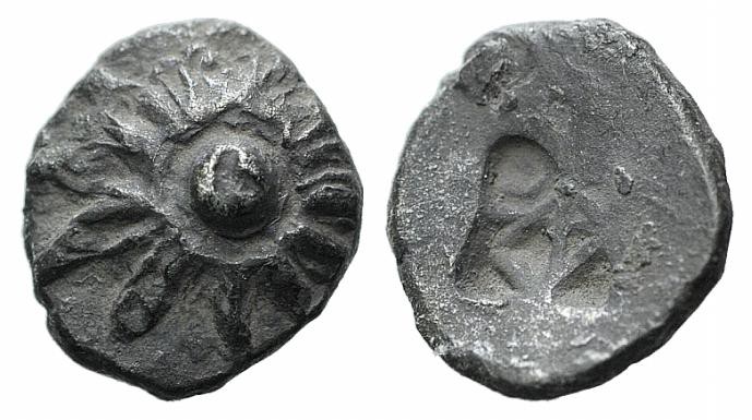 Ionia, Erythrai, c. 550-500 BC. AR Hemiobol (7mm, 0.38g). Rosette with central p...