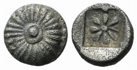 Ionia, Erythrai, c. 480-450 BC. AR Hemiobol (5mm, 0.44g). Rosette. R/ Simpler rosette within incuse square. Traité II 1976; Klein 387. VF