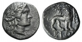 Ionia, Miletos, c. 190/80-120 BC. AR Drachm (16mm, 4.87g, 12h). Bion, magistrate. Laureate head of Apollo r. R/ Lion standing r., head l.; star above,...