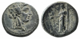 Lydia, Sardeis, c. 133-1 BC. Æ (20mm, 8.28g, 12h). P[…]leos, son of Artemidoros. Wreathed head of Dionysos r. R/ Demeter, veiled, standing l., holding...