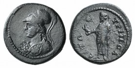 Lydia, Tripolis. Pseudo-autonomous issue, 2nd century AD. Æ (20mm, 5.62g, 12h). Helmeted bust of Athena l., wearing aegis. R/ Zeus Lydios standing l.,...