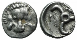 Dynasts of Lycia, Perikles (c. 380-360 BC). AR Tetrobol (14mm, 2.97g). Facing lion’s scalp. R/ Triskeles within shallow incuse. SNG von Aulock 4254. G...
