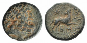 Seleucis and Pieria, Antioch. Civic Issue, 1st century BC. Æ Trichalkon (18mm, 7.58g, 12h), year 42 of the Actian Era (AD 11/12). Laureate head of Zeu...