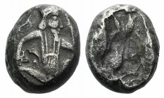 Achaemenid Kings of Persia, c. 375-330 BC. AR Siglos (13.5mm, 5.51g). Persian king or hero r., in kneeling-running stance, holding bow and dagger, qui...