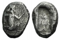 Achaemenid Kings of Persia, c. 375-330 BC. AR Siglos (15mm, 5.43g). Sardes. Persian king or hero, wearing kidaris and kandys, quiver over shoulder, in...