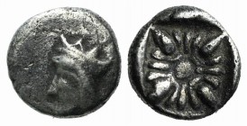Persia, Achaemenid Empire. temp. Artaxerxes II to Artaxerxes III, early-mid 4th cenutry BC. AR Tetartemorion (4mm, 0.17g). Mylasa mint(?). Head of the...