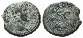 Augustus (27 BC-AD 14). Seleucis and Pieria, Antioch. Æ (29mm, 19.64g, 12h). Laureate head r. R/ SC within wreath. McAlee 206b; RPC I 4247. Green pati...