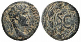 Augustus (27 BC-AD 14). Seleucis and Pieria, Antioch. Æ (27mm, 15.69g, 12h). Laureate head r. R/ SC within wreath. McAlee 206b; RPC I 4247. Green pati...