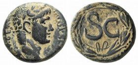 Augustus (27 BC-AD 14). Seleucis and Pieria, Antioch. Æ (25mm, 14.42g, 12h). Laureate head r. R/ SC within wreath. McAlee 206b; RPC I 4247. Green pati...