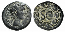 Augustus (27 BC-AD 14). Seleucis and Pieria, Antioch. Æ (21.5mm, 11.19g, 12h). Laureate head r. R/ SC within wreath. McAlee 209c; RPC I 4248; SNG Cope...
