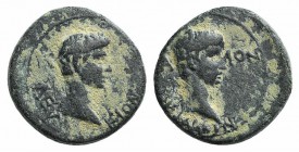 Gaius and Lucius (Caesars, 20 BC-AD 4 and 17 BC-AD 2). Mysia, Pergamum. Æ (17mm, 3.79g, 12h). Kephalion, garmmateus, c. AD 1. Bare head of Gaius r. R/...