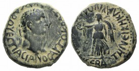 Vespasian (69-79). Lycaonia, Laodicea Combusta. Æ Trihemiassaria (23mm, 9.50g, 12h), c. AD 75-79?. Laureate head r. R/ Nike advancing l., holding wrea...