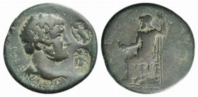 Hadrian (117-138). Cilicia, Claudiopolis. Æ (28mm, 15.17g, 5h). Bare head r.; three c/ms: Nike standing r., holding wreath, within oval incuse. R/ Zeu...