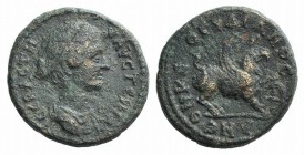 Faustina Junior (Augusta, 147-175). Ionia, Smyrna. Æ (19mm, 5.43g, 12h). Theudianos, magistrate. Draped bust r. R/ Griffin standing r., with forepaw o...