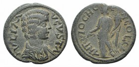 Julia Domna (Augusta, 193-217). Pisidia, Antioch. Æ (23mm, 6.40g, 6h). Draped bust r. R/ Tyche standing l., holding branch and cornucopia. SNG BnF 112...