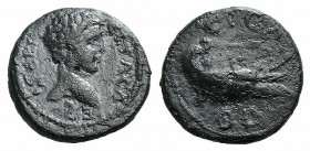 Geta (Caesar, 198-209). Thraco-Macedonian Region, Uncertain mint. Æ (19mm, 5.04g, 12h). Bare head r. R/ Galley r. Varbanov - Fair - Fine