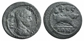 Geta ? (Caesar, 198-209). Ionia, Ephesus. Æ (17mm, 2.60g, 6h). Laureate, draped and cuirassed bust r. R/ Boar r., with spear in its side. Cf. BMC 290....
